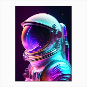 Astronaut In Spacesuit Holographic Illustration Canvas Print
