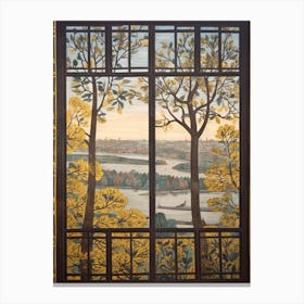 Window View Of Stockholm Sweden In The Style Of William Morris 3 Canvas Print