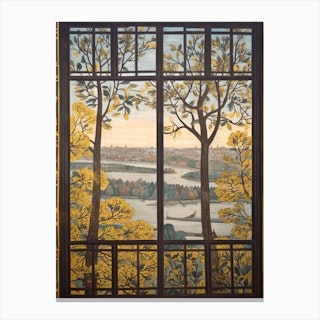 Window View Of Stockholm Sweden In The Style Of William Morris 3 Canvas Print