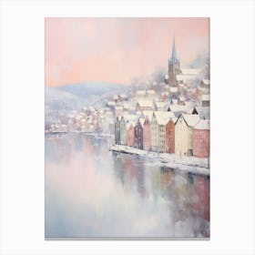 Dreamy Winter Painting Bergen Norway 3 Canvas Print