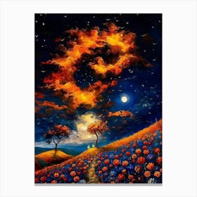 Moonlight In The Field Canvas Print