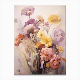 Fall Flower Painting Scabiosa Canvas Print