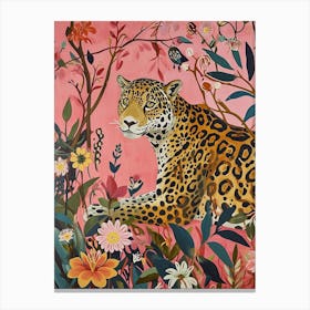 Floral Animal Painting Jaguar 2 Canvas Print