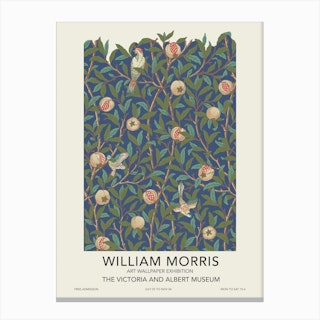 Bird And Pomegranate Exhibition Poster, William Morris Canvas Print