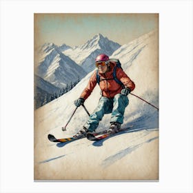 Skier On The Slopes Canvas Print