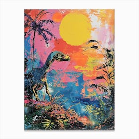 Colourful Dinosaur Painting Landscape 2 Canvas Print