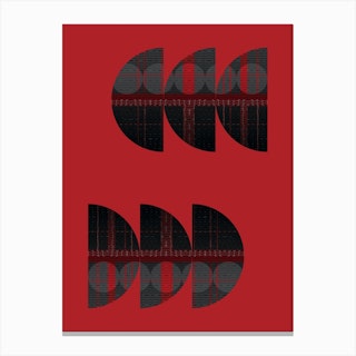Geometric Semi Circle Reflection Grey On Red Canvas Print