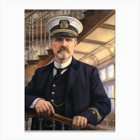 Titanic Captain Edward Smith Vintage Illustration 2 Canvas Print