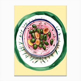 A Plate Of Meatballs Spaguetti, Top View Food Illustration 4 Canvas Print