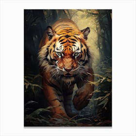 Tiger Art In Tonalism Style 2 Canvas Print
