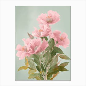 Laurel Flowers Acrylic Painting In Pastel Colours 2 Canvas Print