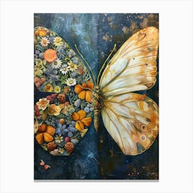 Butterfly With Flowers 5 Canvas Print