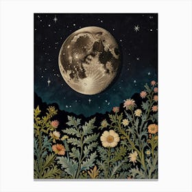 Moon In Forest Style William Morris Canvas Print