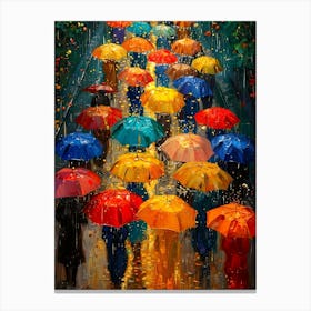 Umbrellas In The Rain 3 Canvas Print