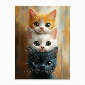 Cute Cats Stacked Together 9 Canvas Print