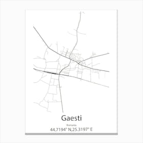 Gaesti,Romania Minimalist Map Canvas Print