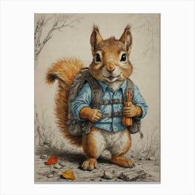 Squirrel With Backpack 2 Canvas Print