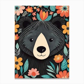 Floral Cute Baby Bear Nursery (20) Canvas Print