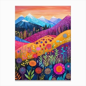 Colorful Landscape With Mountain and Flowers 18 Canvas Print