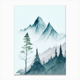 Mountain And Forest In Minimalist Watercolor Vertical Composition 65 Canvas Print