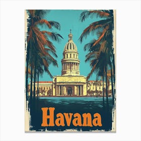 Aihrgdesign A Retro Travel Poster For Havana 3 Canvas Print