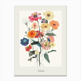 Zinnia 1 Collage Flower Bouquet Poster Canvas Print