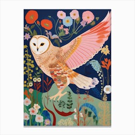 Maximalist Bird Painting Barn Owl 3 Canvas Print