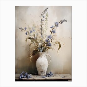 Bluebell, Autumn Fall Flowers Sitting In A White Vase, Farmhouse Style 3 Canvas Print