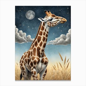 Giraffe At Night Canvas Print