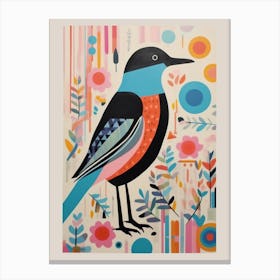 Colourful Scandi Bird Dipper 1 Canvas Print