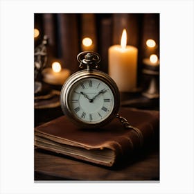 Pocket Watch On A Book Canvas Print