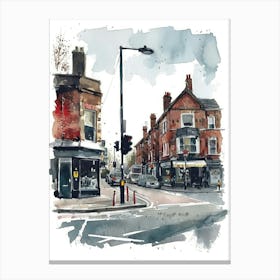 Barnet London Borough   Street Watercolour 4 Canvas Print