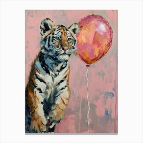 Cute Siberian Tiger 1 With Balloon Canvas Print