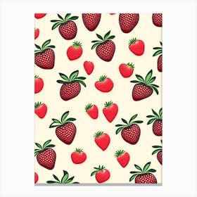 Strawberry Repeat Pattern, Fruit, Marker Art Illustration 3 Canvas Print