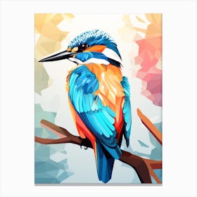 Colourful Geometric Bird Kingfisher 3 Canvas Print