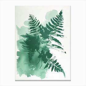 Green Ink Painting Of A Leatherleaf Fern 1 Canvas Print