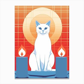 White Cat Tarot Card Illustration 1 Canvas Print
