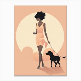 Sunny Days Dog Walking Pastel Illustration 2 Canvas Print