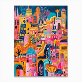 Kitsch Colourful Cityscape Patterns 4 Canvas Print