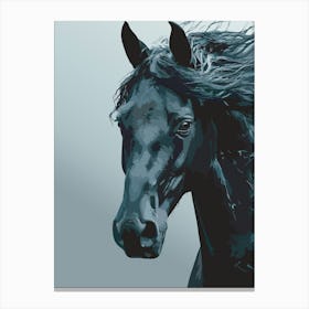 Majestic Black Horse Portrait Canvas Print