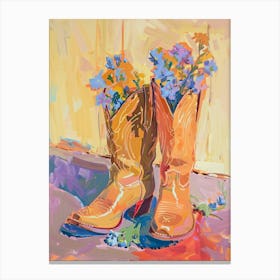 Cowboy Boots And Wildflowers Spiderwort Canvas Print