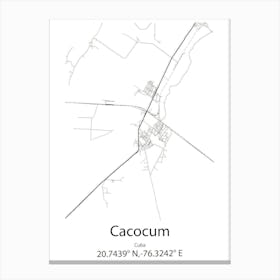 Cacocum,Cuba Minimalist Map Canvas Print