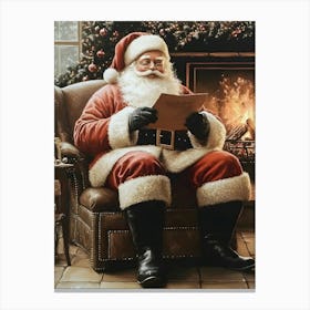 Santa Clause Reading Letter Canvas Print