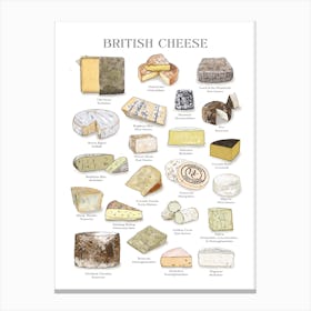British Cheese Chart White Canvas Print