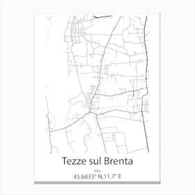 Tezze Sul Brenta,Italy Minimalist Map Leinwandbilder