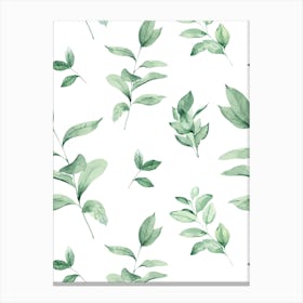 Watercolor Leaves Seamless Pattern Canvas Print