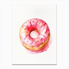 Strawberry Frosted Donut Cute Neon 3 Canvas Print