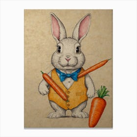 Rabbit With Carrots Canvas Print