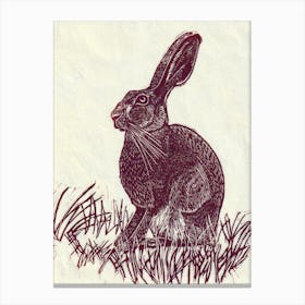 Mocha Hare Linocut Canvas Print