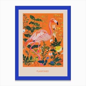 Spring Birds Poster Flamingo Canvas Print